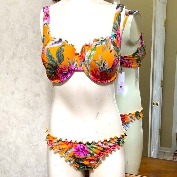 New Shade and Shore 2 piece bikini.  Size 34D top & M(8-10) bottoms. Floral. - Picture 15 of 16